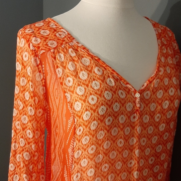 Lucky Brand Women's Caley Sheer Mixed Printed Top - Picture 8 of 14